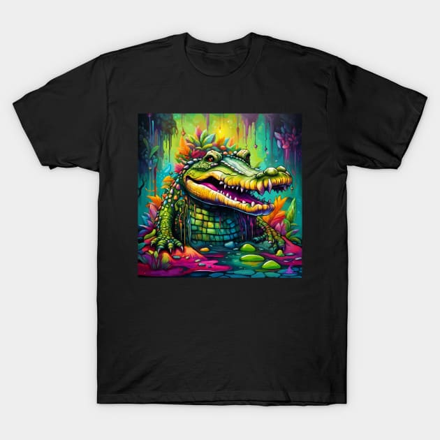 Vibrant Visions (Crocodile) T-Shirt by Morrigan Austin